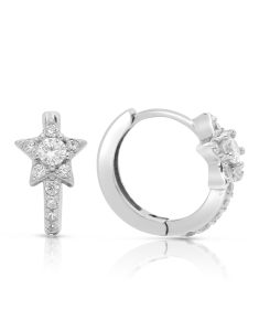 Cercei rotunzi dama, Cercei argint 925 rotunzi cu cubic zirconia si floare LE4380-EG-W, bb-shop.ro