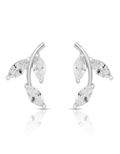 Bijuterii stud, Cercei argint 925 stud cu cubic zirconia si frunza TE7614-EG-W, bb-shop.ro