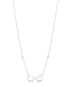 Bijuterii forzatina, Colier aur 14 kt infinit cu inima si sfere NK10958-3-BBW, bb-shop.ro