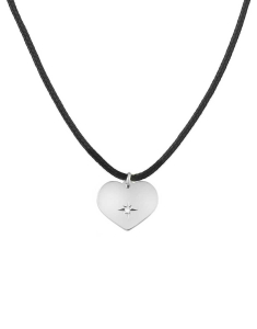 Bijuterii EKAN DIAMONDS, Colier Ekan Diamonds snur textil cu inima aur 14 kt XK4793ML-BK-AM5, bb-shop.ro