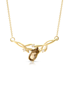 Bijuterii forzatina, Colier aur 14 kt cu diamante si cuart fumuriu ZN4141Y-SQ, bb-shop.ro