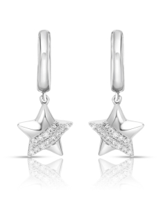 Bijuterii de lux, Cercei copii Vida Kids aur 18 kt rotunzi cu diamante si stea BB77564E-WD8WT, bb-shop.ro