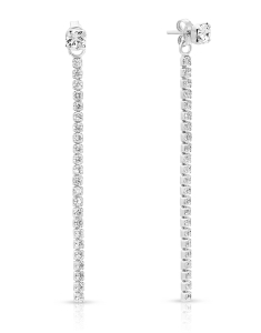 Bijuterii lungi dama argint, Cercei argint 925 stud lung cu cubic zirconia si cristale 34440AG-RH-C, bb-shop.ro