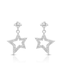 Bijuterii lungi, Cercei argint 925 stud lung cu cubic zirconia si stea EW0177-EG-RH-W, bb-shop.ro
