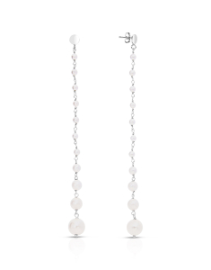 Cercei lungi dama argint, Cercei argint 925 stud lung cu perle DB590-OR-RH-W, bb-shop.ro