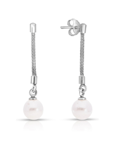Cercei lungi dama argint, Cercei argint 925 stud lung cu perle TP049-OR-RH-W, bb-shop.ro