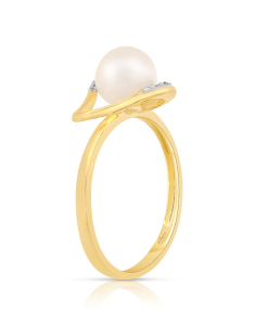 Bijuterii, Inel aur 14 kt cu perla de cultura si inima cu cubic zirconia A5202Y, bb-shop.ro