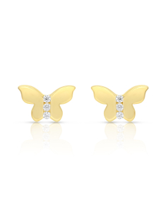 Bijuterii LILU, Cercei copii Lilu aur 14 kt stud fluture cu cubic zirconia JE21950Y-p, bb-shop.ro