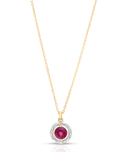 Bijuterii de lux BBEE, Colier copii Bbee aur 14 kt cu diamainte si rodolit BB76690U-RL4YT, bb-shop.ro