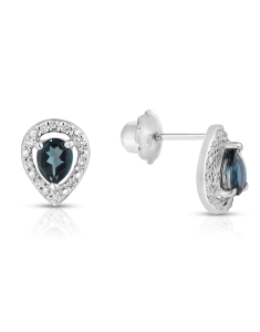 Bijuterii de lux BBEE, Cercei copii Bbee aur 14 kt stud cu diamainte si topaz london BB76691W-LB4WT-p, bb-shop.ro