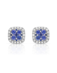 Bijuterii de lux stud, Cercei aur 18 kt stud cu diamante si safir E1131-SA-W, bb-shop.ro