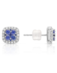 Bijuterii de lux stud, Cercei aur 18 kt stud cu diamante si safir E1131-SA-W, bb-shop.ro