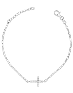 Bijuterii argint, Bratara argint 925 cruce cu cubic zirconia L089P-BR2-RH-W, bb-shop.ro