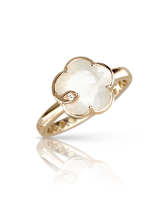 Bijuterii de lux dama aur 18 kt, Inel Pasquale Bruni Petit Joli aur 18 kt floare cu diamante si piatra lunii cu sidef, bb-shop.ro