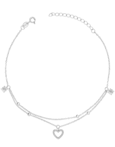 Bratari de picior, Bratara de picior argint 925 cu cubic zirconia si inima GA1821-BRP-W, bb-shop.ro
