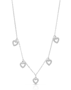 Bijuterii cubic zirconia, Colier argint 925 inima cu cubic zirconia YN6155-NL-W, bb-shop.ro