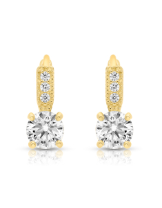 Bijuterii aur 14 kt, Cercei aur 14 kt rotunzi cu cubic zirconia OT403914Y, bb-shop.ro