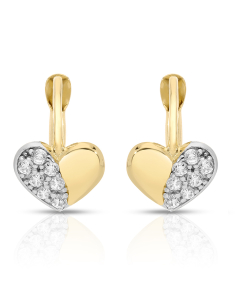 Bijuterii aur 14 kt LILU, Cercei copii Lilu aur 14 kt cu cubic zirconia si inimioara I2CE204885-YW-HCZ, bb-shop.ro