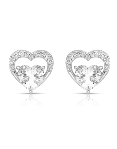 Bijuterii, Cercei argint 925 stud cu cubic zirconia si inima R2AVTW007U00L8QB0, bb-shop.ro