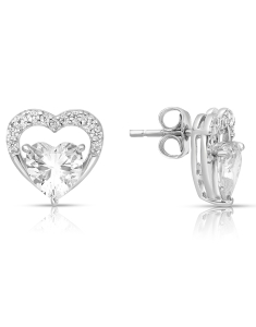 Bijuterii, Cercei argint 925 stud cu cubic zirconia si inima R2AVTW007U00L8QB0, bb-shop.ro