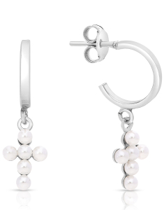 Bijuterii, Cercei argint 925 stud cu perle si cruce 34899AG-RH-W, bb-shop.ro