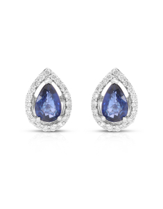 Bijuterii de lux stud, Cercei aur 18 kt stud cu diamante si safire ER096488-118-SP, bb-shop.ro