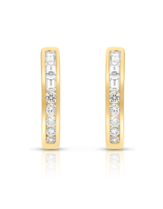 Bijuterii rotunzi, Cercei aur 14 kt rotunzi cu diamante SE53843-Y, bb-shop.ro