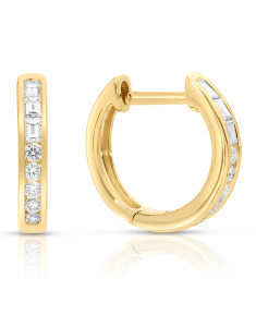 Bijuterii rotunzi, Cercei aur 14 kt rotunzi cu diamante SE53843-Y, bb-shop.ro