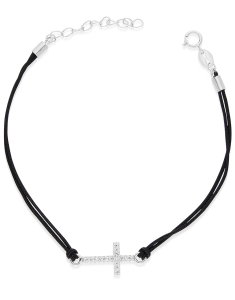 Bratari dama argint, Bratara argint 925 snur cu cubic zirconia si cruce PSB0619-RH-BK-W, bb-shop.ro