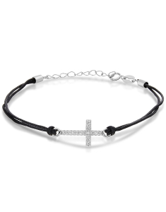 Bratari dama argint, Bratara argint 925 snur cu cubic zirconia si cruce PSB0619-RH-BK-W, bb-shop.ro