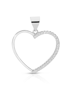 Pandantive dama cubic zirconia, Pandantiv argint 925 inima cu cubic zirconia PSP0329-RH-W, bb-shop.ro