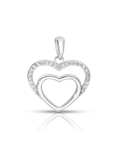 Pandantive dama cubic zirconia, Pandantiv argint 925 inima cu cubic zirconia PSP0320-RH-W, bb-shop.ro