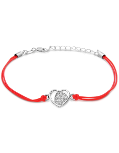 Bratari dama argint, Bratara argint 925 snur cu cubic zirconia si inima PSB1188-RH-R-W, bb-shop.ro