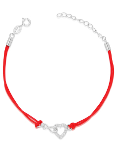 Bratari dama argint, Bratara argint 925 snur cu inima si infinit PSB1414-RH-R-W, bb-shop.ro
