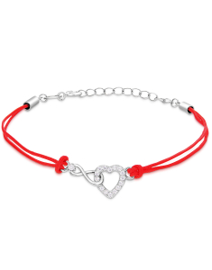 Bratari dama argint, Bratara argint 925 snur cu inima si infinit PSB1414-RH-R-W, bb-shop.ro