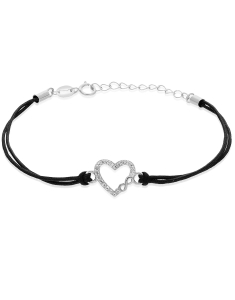 Bratari dama argint, Bratara argint 925 snur cu inima si infinit PSB1482-RH-BK-W, bb-shop.ro
