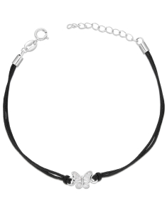 Bratari dama argint, Bratara argint 925 snur cu cubic zirconia si fluture PSB1483-RH-BK-W, bb-shop.ro