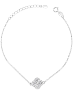 Bratari dama argint, Bratara argint 925 cu floare si cubic zirconia PSB1488-RH-W, bb-shop.ro