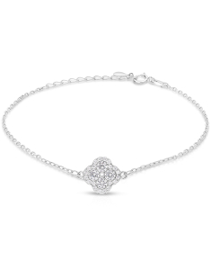 Bratari dama argint, Bratara argint 925 cu floare si cubic zirconia PSB1488-RH-W, bb-shop.ro