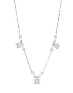 Bijuterii dama argint, Colier argint 925 cu perle si fluture PSG0690-RH-W, bb-shop.ro