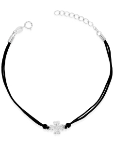 Bratari dama argint, Bratara argint 925 snur cu cubic zirconia si trifoi PSB0489-RH-BK-W, bb-shop.ro