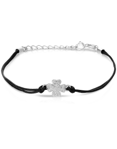 Bratari dama argint, Bratara argint 925 snur cu cubic zirconia si trifoi PSB0489-RH-BK-W, bb-shop.ro
