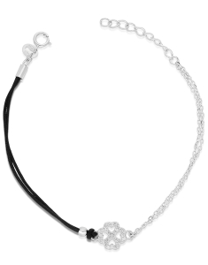 Bratari dama argint, Bratara argint 925 snur cu cubic zirconia si trifoi PSB1485-RH-BK-W, bb-shop.ro