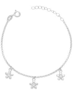 Bijuterii MARIBELLE, Bratara copii Maribelle argint 925 cu cubic zirconia si floricica PSBK0142-RH-W, bb-shop.ro