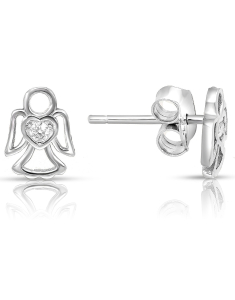 Bijuterii MARIBELLE, Cercei copii Maribelle argint 925 stud ingeras cu cubic zirconia PSOK0080-RH-W, bb-shop.ro