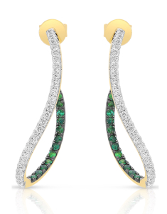 Bijuterii de lux aur, Cercei Vida I'm Diva aur 18 kt stud lung cu diamante si smaralde DI48014E-EM8YP, bb-shop.ro