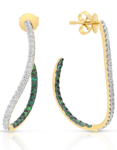 Bijuterii de lux aur, Cercei Vida I'm Diva aur 18 kt stud lung cu diamante si smaralde DI48014E-EM8YP, bb-shop.ro