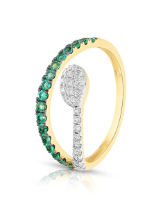 Bijuterii de lux aur, Inel Vida I'm Diva aur 18 kt cu diamante si smaralde DI48377R-EM8YP, bb-shop.ro