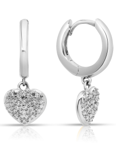 Cercei dama diamant aur, Cercei Bbee aur 14 kt rotunzi cu diamante si inima BB71866W1-WD4WT, bb-shop.ro