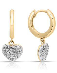 Cercei dama diamant aur, Cercei Bbee aur 14 kt rotunzi cu diamante si inima BB71866W1-WD4YT, bb-shop.ro